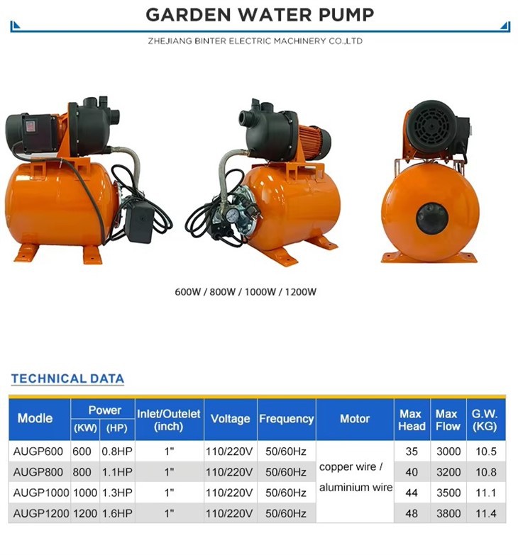 1.3HP 3500L/H สวนชลประทานปั๊มน้ำอัตโนมัติในประเทศ