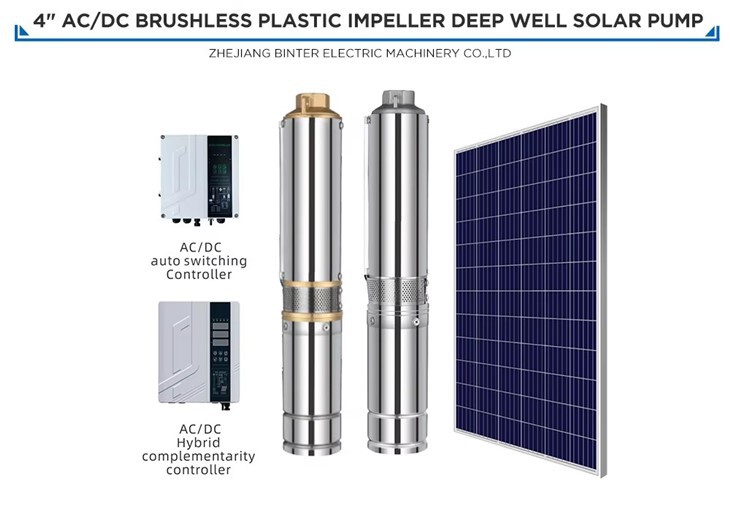 750w 2 "อัตราการไหลสูง 38m3 / h ระบบปั๊มน้ำจุ่มพลังงานแสงอาทิตย์แบบลึกดี