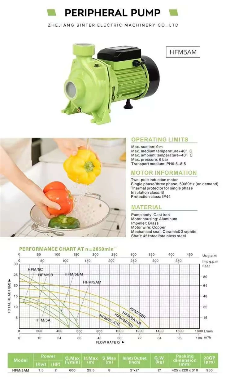 HFM/6B 1.5kw 2HP Rise Centrifugal Electric Water Pump Best Price Agricultural Irrigation best HFM/6B 1.5kw 2HP Rise Centrifugal Electric Water Pump Best Price Agricultural Irrigation best