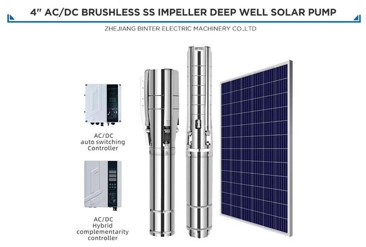 แรงดันสูง 22m อัตราการไหลสูง 36m3 / h Ac Dc ปั๊มจุ่มหลุมเจาะลึกดี