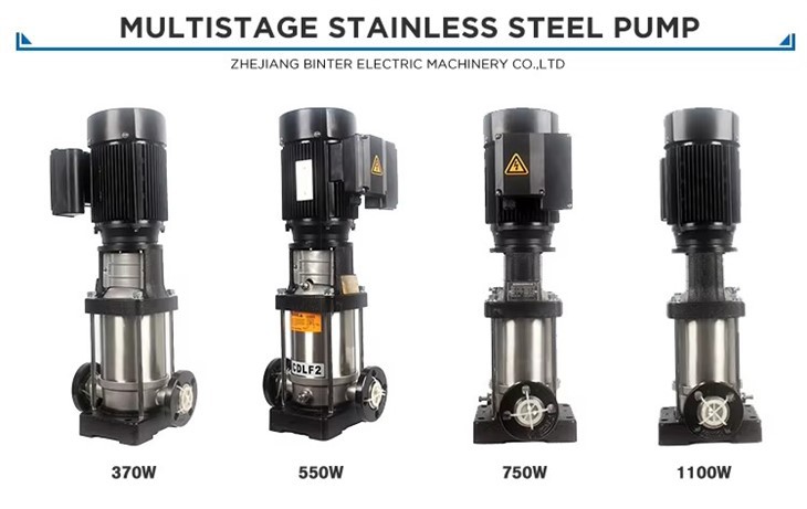 อุตสาหกรรม 116M สแตนเลสสตีลปั๊มหอยโข่งซีลกลประสิทธิภาพอันทรงพลังปั๊มน้ำหอยโข่งหลายใบพัดแนวตั้ง
